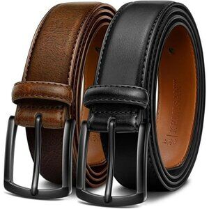 Kemisant Mens Leather Belts 2 Pack Dress Casual Golf Jeans Belt Set 1 3 8